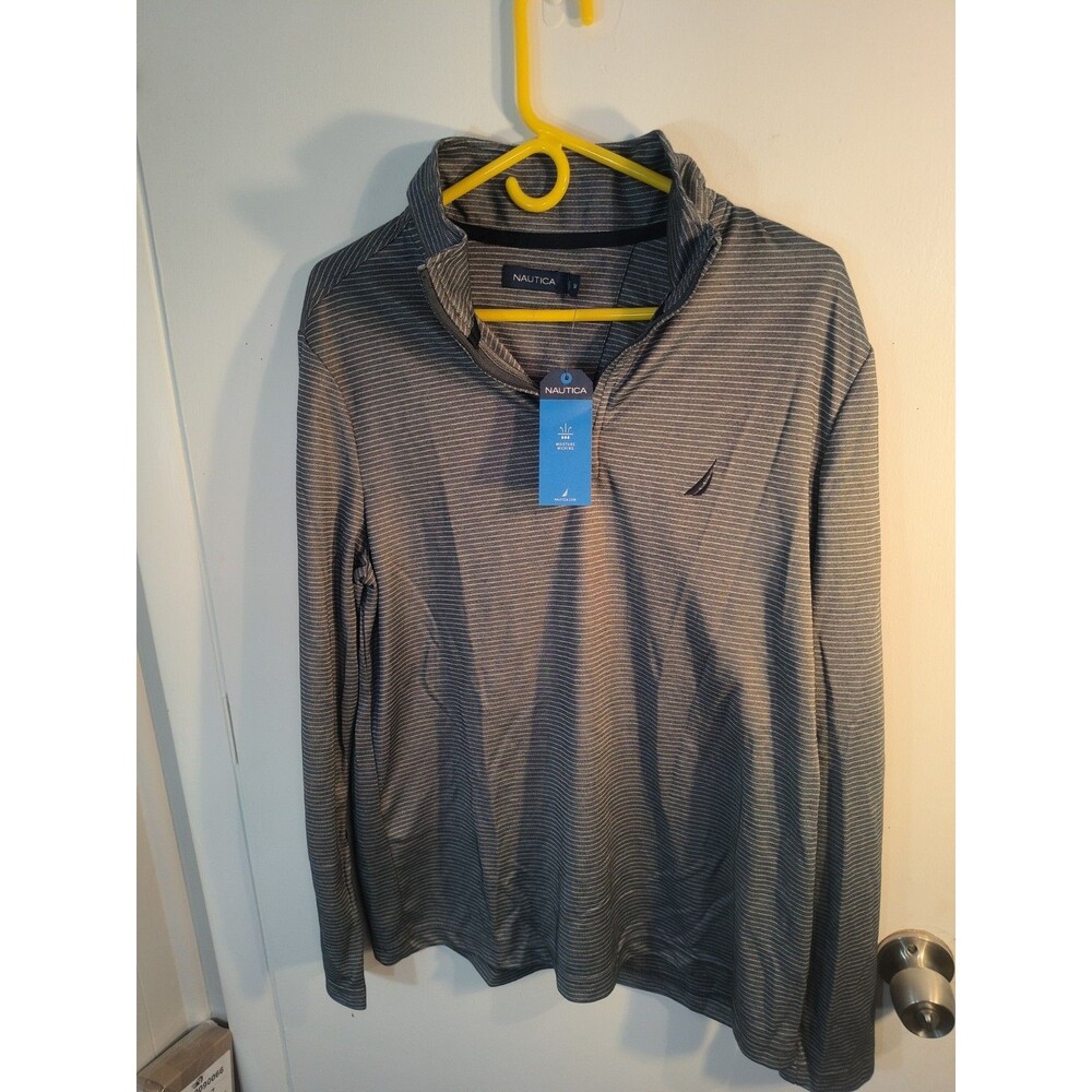 Nautica Quarter Zip Pullover Mens Medium Multi Striped Moisture Wicking Golf Top